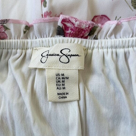 Jessica Simpson Floral Corset Sundress Ivory Pink Green M Romantic Feminine - Picture 6 of 6